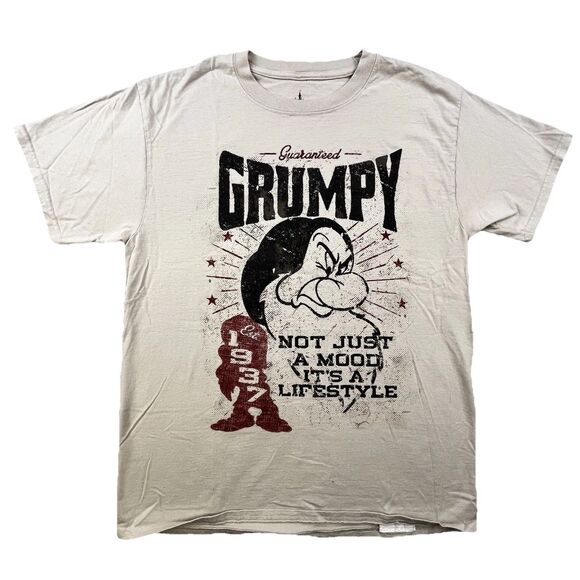 Disney Parks Lot of 2 Grumpy T-Shirts Adult M Gray & Tan Seven Dwarfs - Picture 2 of 13